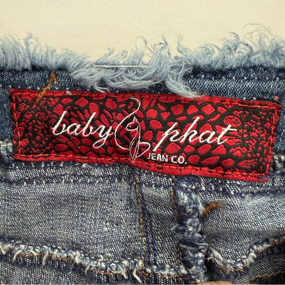 Baby Phat boho jeans junior size 11 distressed patchwork waist flare y2k - Picture 10 of 12